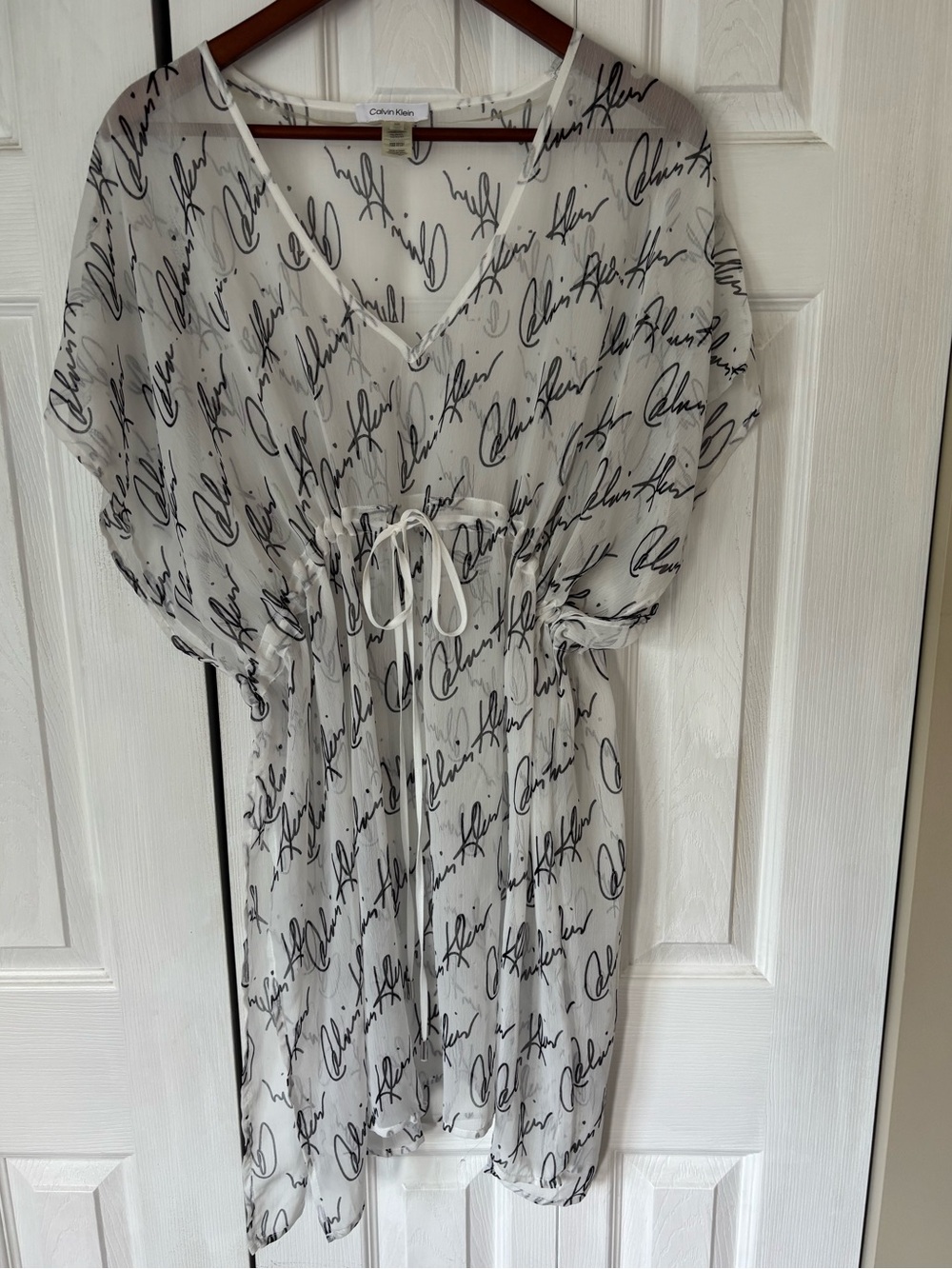 Calvin Klein White Sheet Logo Beach Cover Up